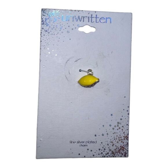 Unwritten Fine Silver Plated Crystal Lemon Charm Yellow Enamel NWT - Picture 2 of 3